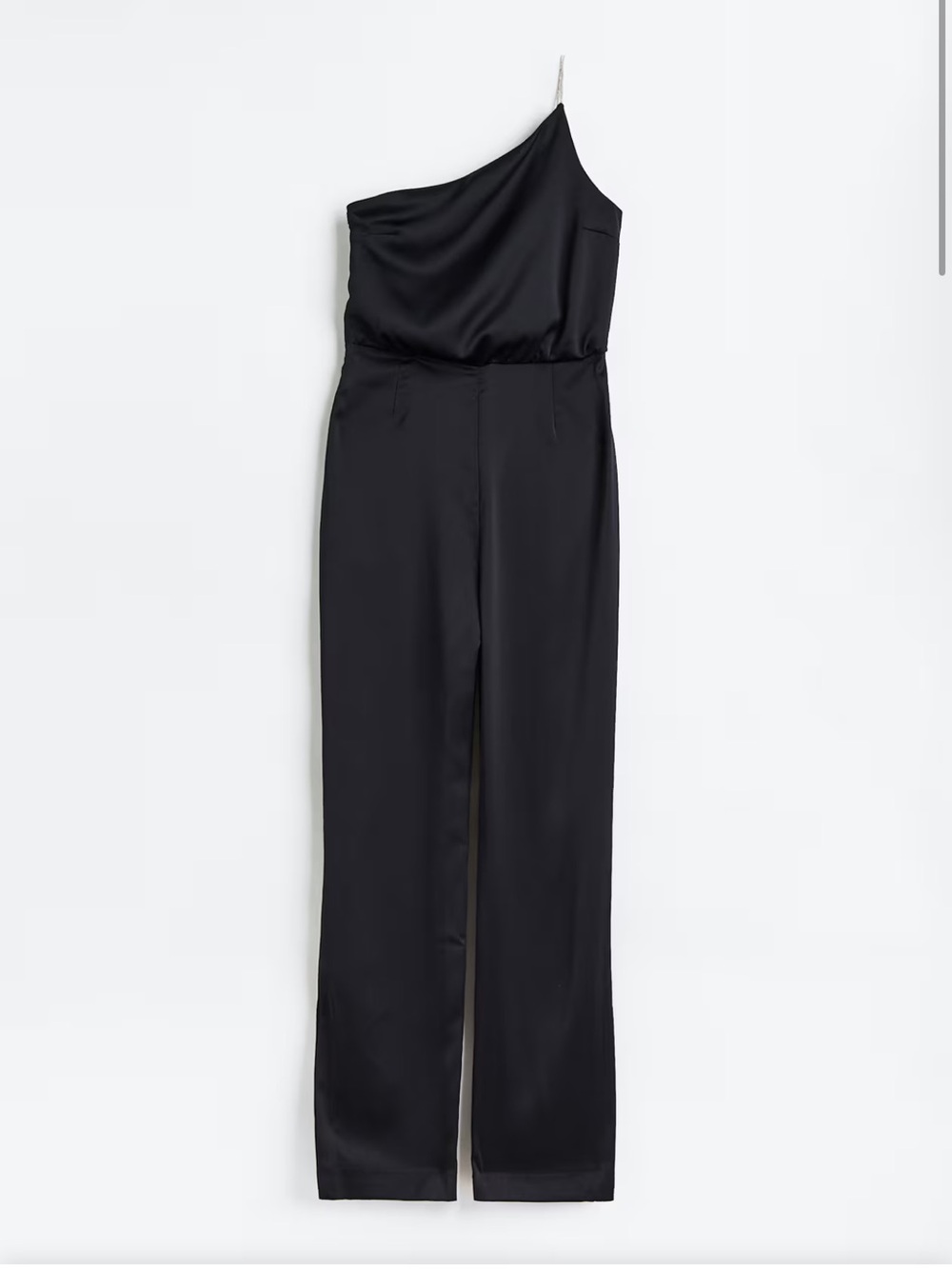 H&M Black One-Shoulder Satin Jumpsuit